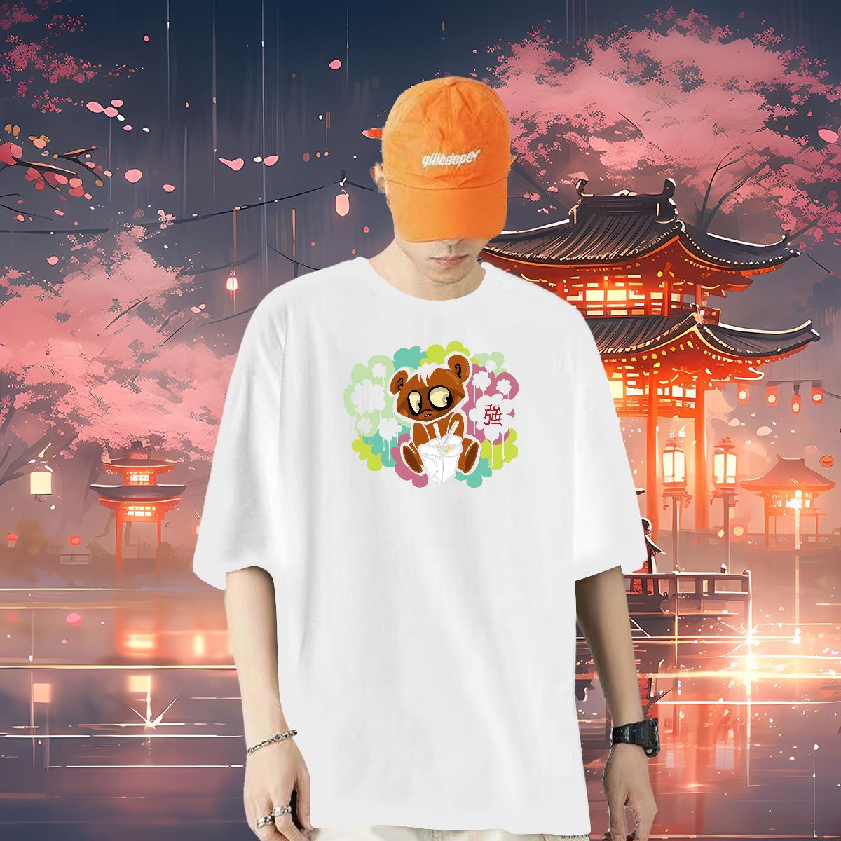 2024 DIY Men T Shirts 230g 100% Cotton bear Spring Summer Tops Crew Neck Loose Men Tees DIY Printed