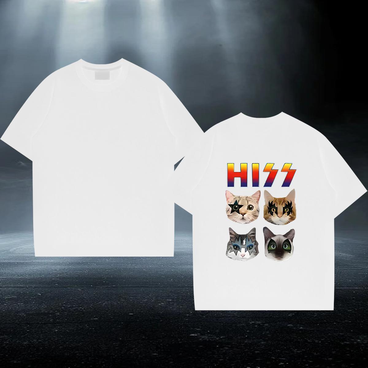 Fashion New T-Shirts 100% Cotton 230g cat Casual Daily Wear Tee Shirt Short Sleeve Soft Unisex Men Tshirts Anime