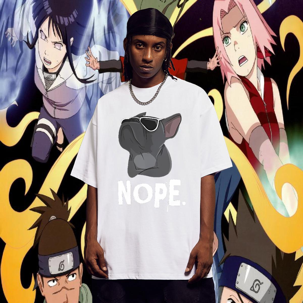Classic Casual Mens T Shirts 100% Cotton 230g Anime Printing Street Tops Tees Breathable Crew Neck Popular Men Tops Tees Black Oversized