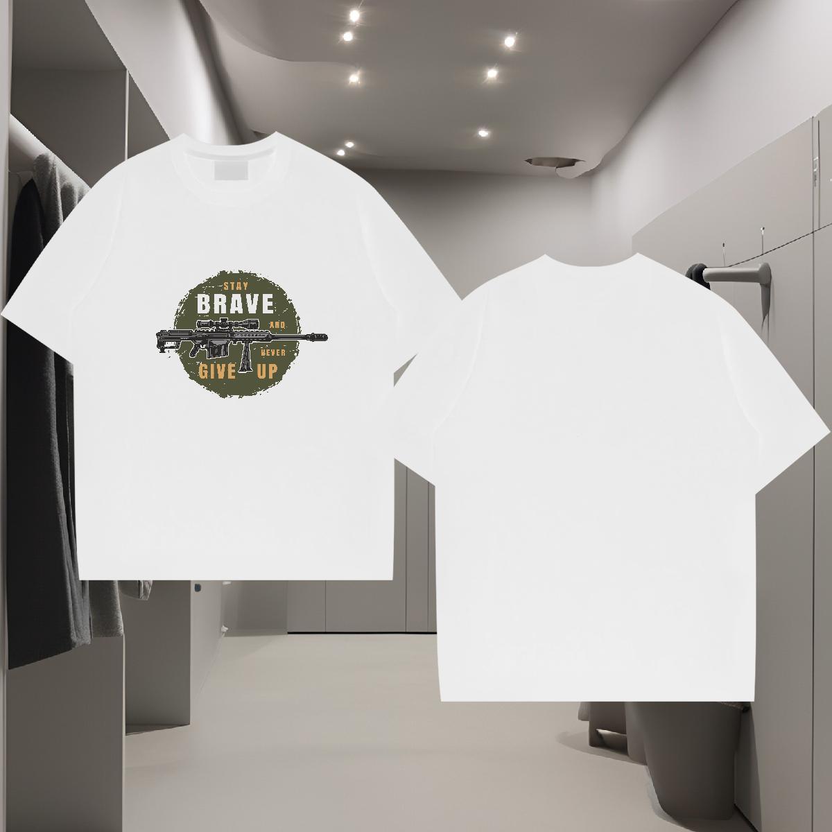 T Shirt For Man 230g Pure Cotton pistol Casual Breathable Short Sleeve Custom Big Size Couples T Shirts Fashion Design Soft Tops Shirt