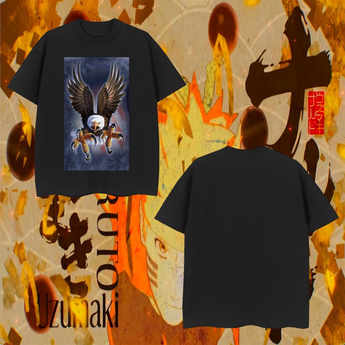 Loose Men Clothes T-Shirt 230g 100% Cotton eagle Men T Shirts Summer Casual O-Neck Short Sleeve Anime New Arrival Wear