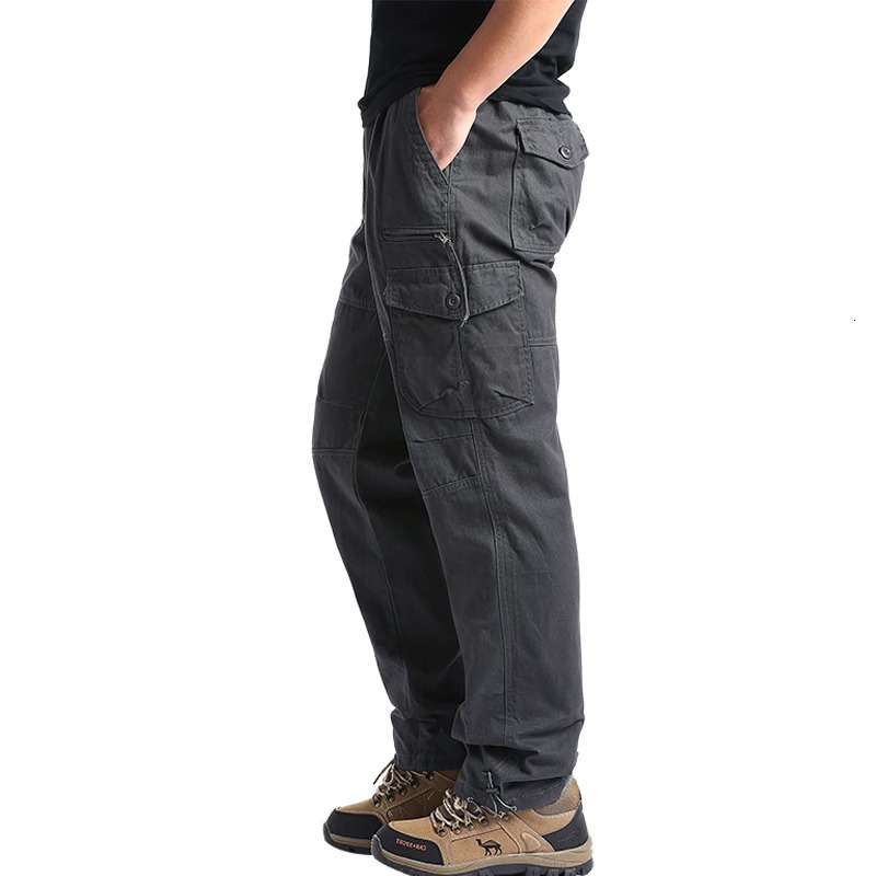 Mens Overalls Loose Straight MultiPocket Casual Pants Outdoor Training Sports Camouflage Tactical Cotton Comfort 240806