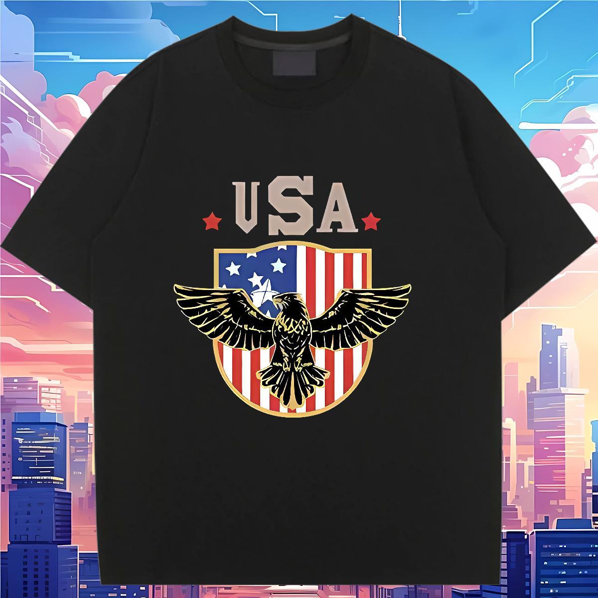 Lady T-Shirts for Women Short Sleeve O-Neck Couples T Shirts Anime eagle Casual Sport 230g Pure Cotton New Arrival Tops Shirt