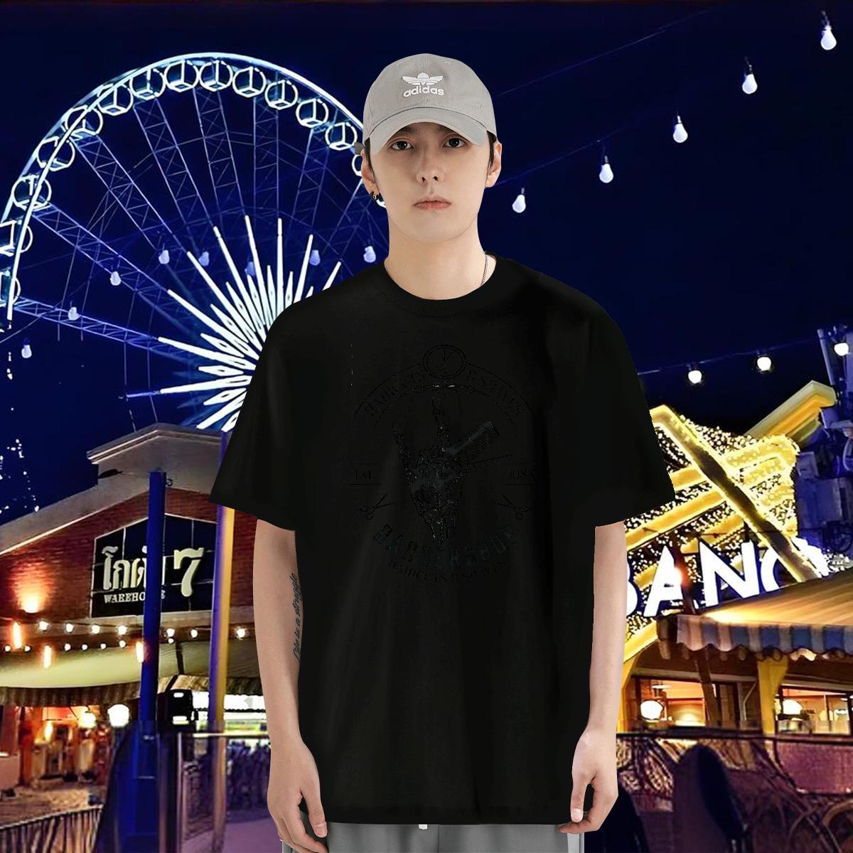 Men T Shirts 230g Cotton hands Hip Hop Street Short Sleeve Soft Customized Print Tshirts Free Shipping Loose Fit Tops Shirt