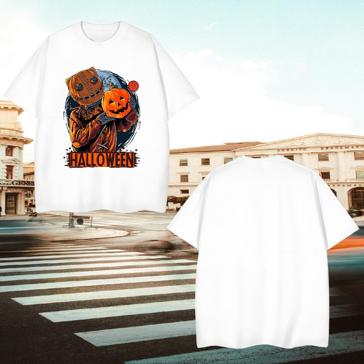 Stylist Mens T Shirts 230g Cotton pumpkin Anime Printing Street Top Tees Crew Neck Breathable Cool Men Tops Tees DIY Logo Oversized