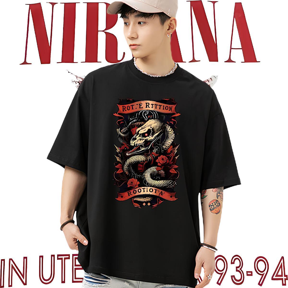 Factory Direct Men T Shirts 100% Cotton 230g snake High Street Hip Hop Clothings Breathable Crew Neck Brand Couples T Shirts Custom Print Oversized
