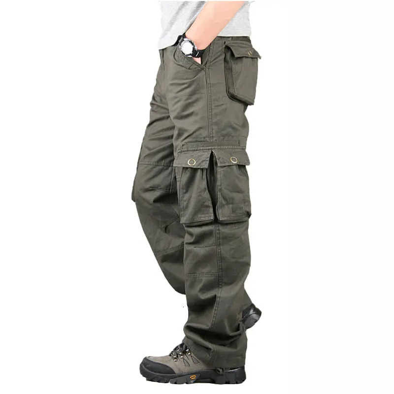 Spring Autumn Cargo Pants Men Multi Pocket Straight Mens Military Trousers Casual Baggy Big Size Tactical 240806