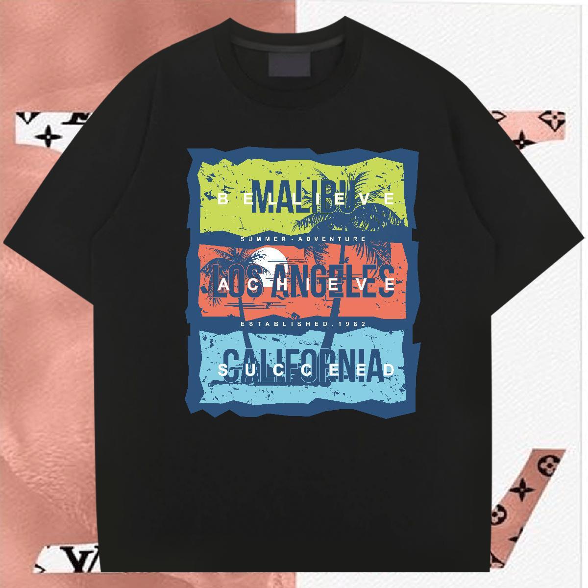 2024 Summer T-Shirts 230g 100% Cotton tree Sport Tops Breathable Popular Men Tees Black White
