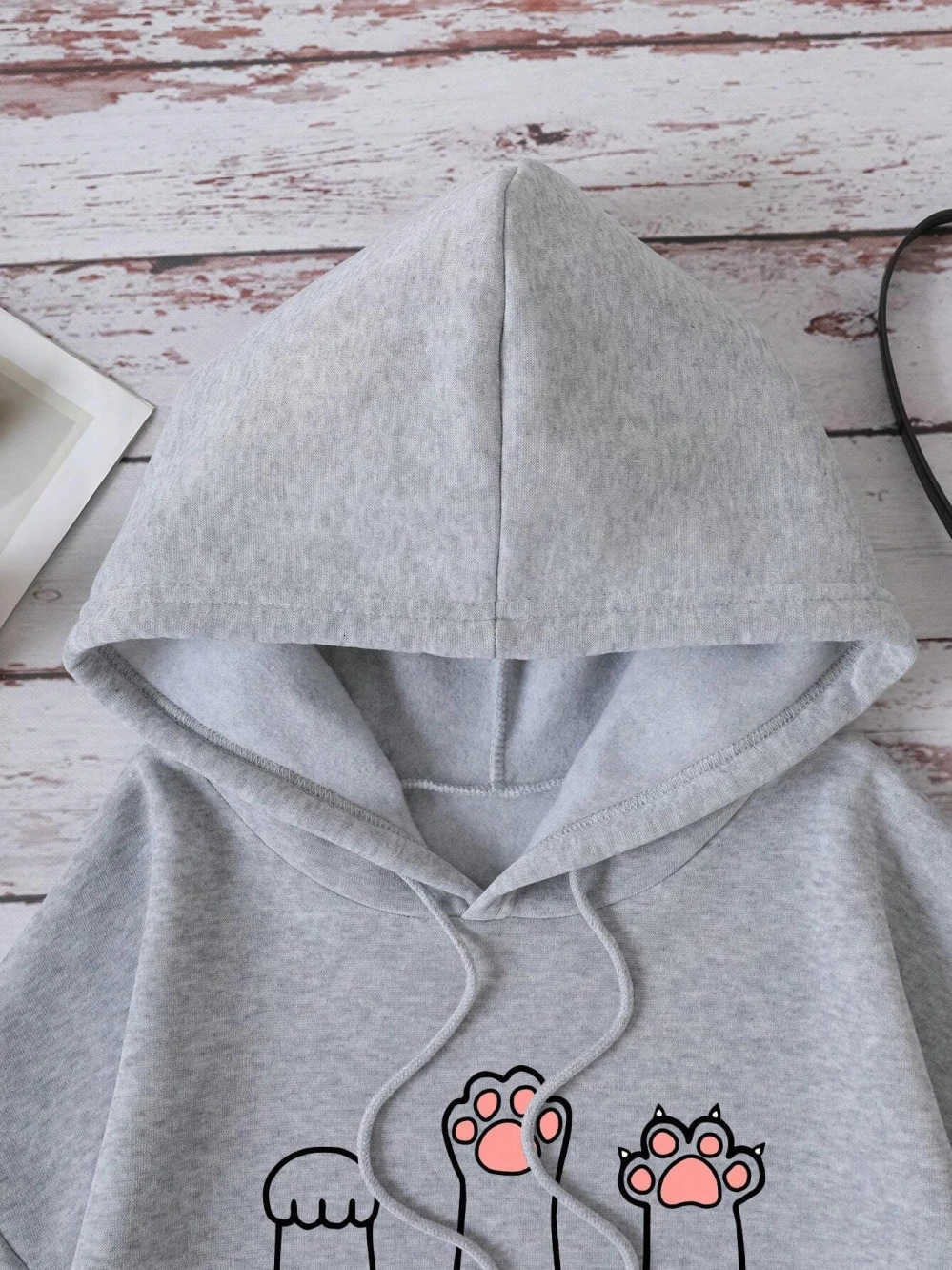Cute Cat Claw Rock Paper Scissors Sweatshirt Womens Fashion Quality Breathable Hooded Warm Casual Hoodies Loose Clothing 240806