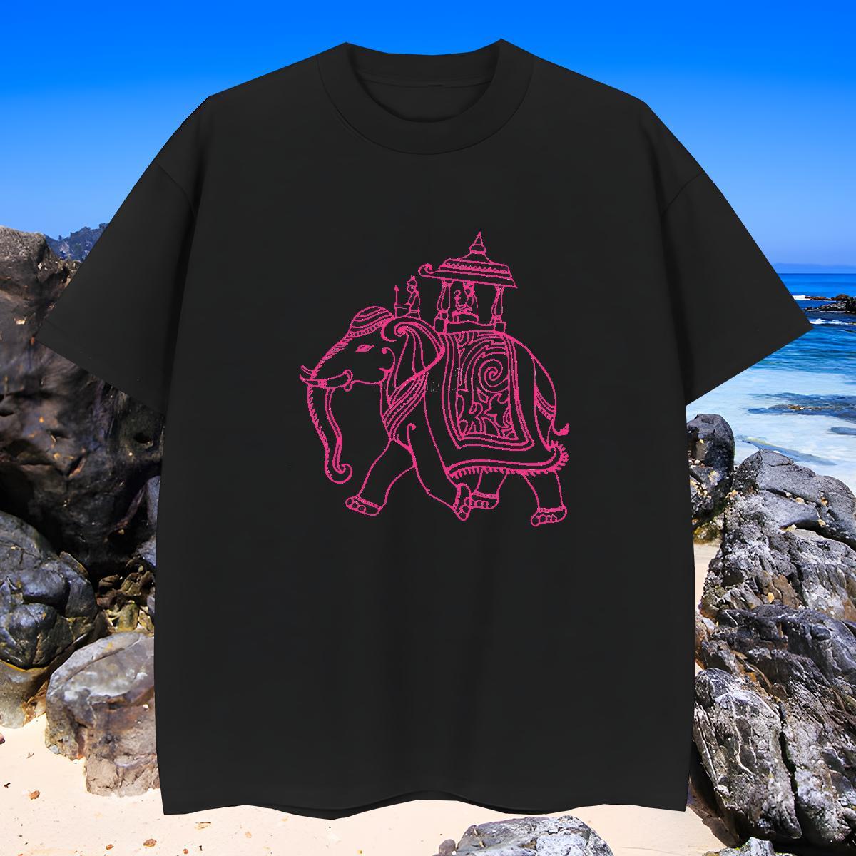 Designer Men Clothes T-Shirt 230g Cotton elephant Man T Shirts Beach Breathable Crew Neck Black White New Designer Clothings