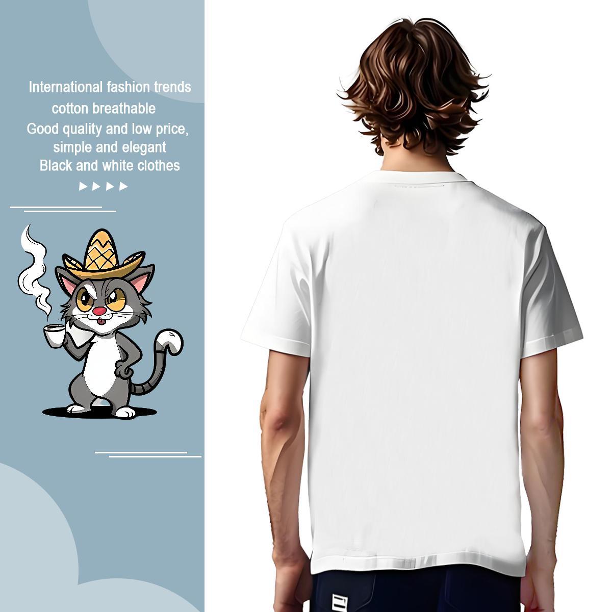 T Shirt For Man 230g Pure Cotton Home Outdoor Breathable Crew Neck Black Oversized Couples T Shirts Fashion Casual Soft Tops Shirt