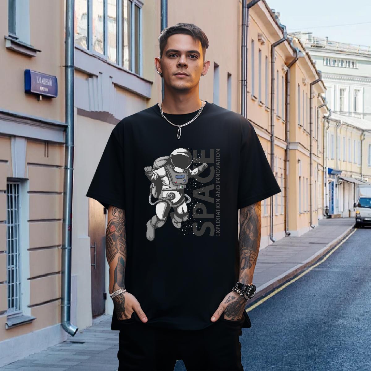 T-Shirts for Men 100% Cotton 230g universe Casual Daily Wear O-Neck Short Sleeve Custom Print Plus Size Tshirt for Man Woman 2024 Summer Wholesale Clo