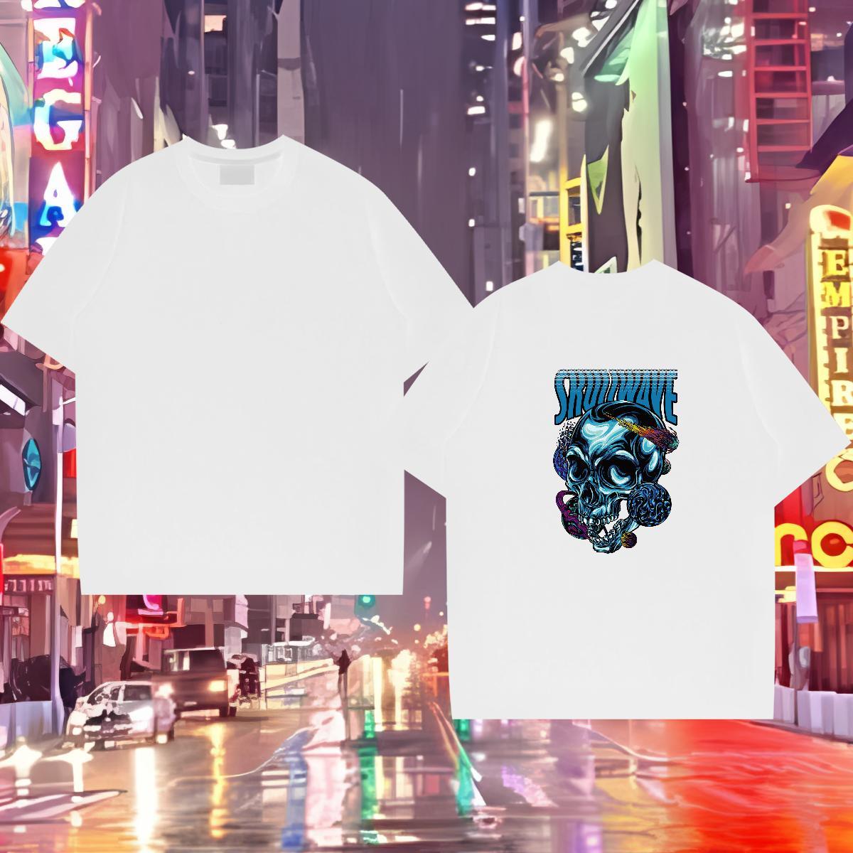 Wholesale T Shirt For Man skull Wear 230g Cotton Street wear Hip Hop Popular Black Oversized Short Sleeve O-Neck Tshirts