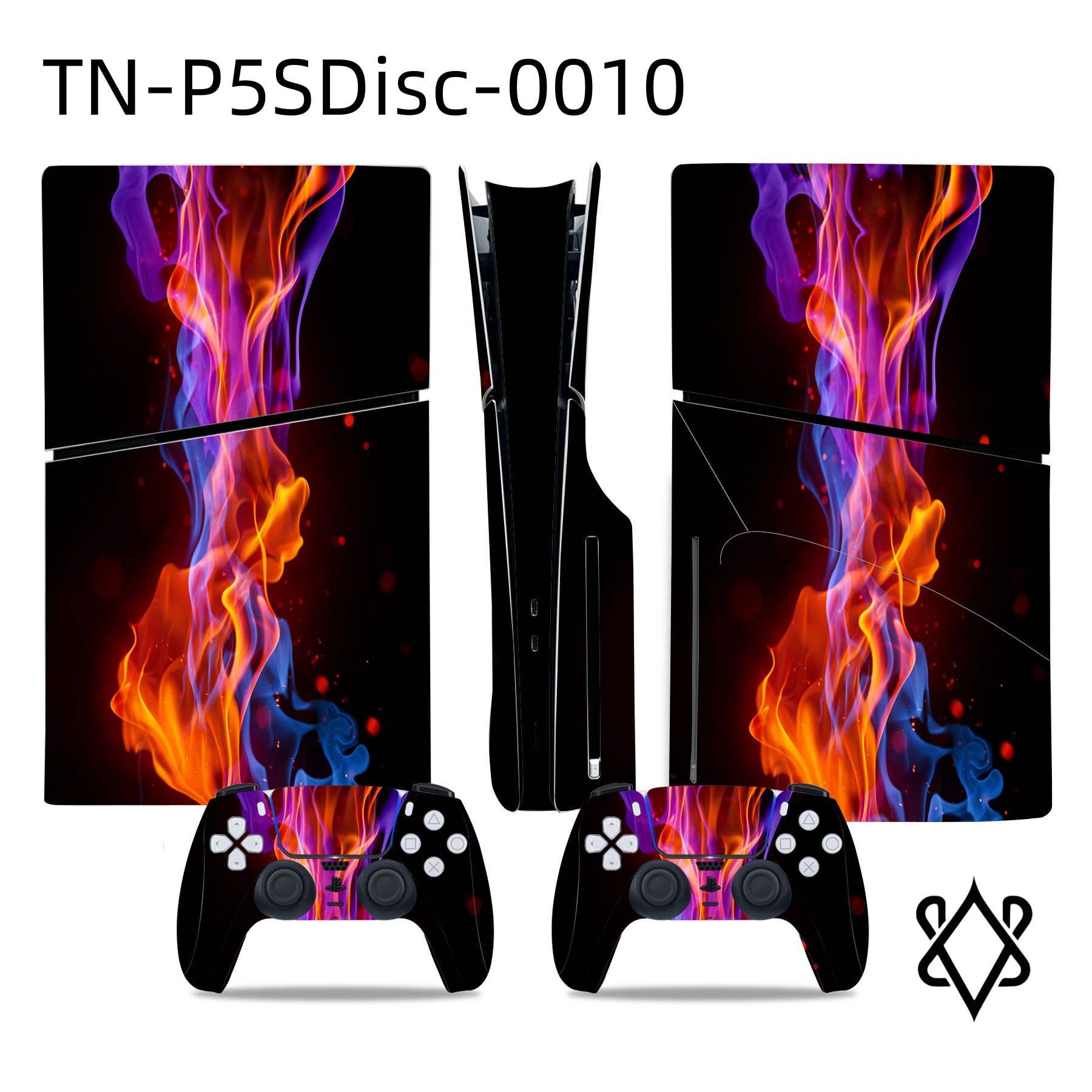 Anti-Scratch Colorful Dazzling Skin Sticker For PS5 Slim Disc Controller Console PlayStation 5 Console Two DualSense Wireless Controllers (Slim)
