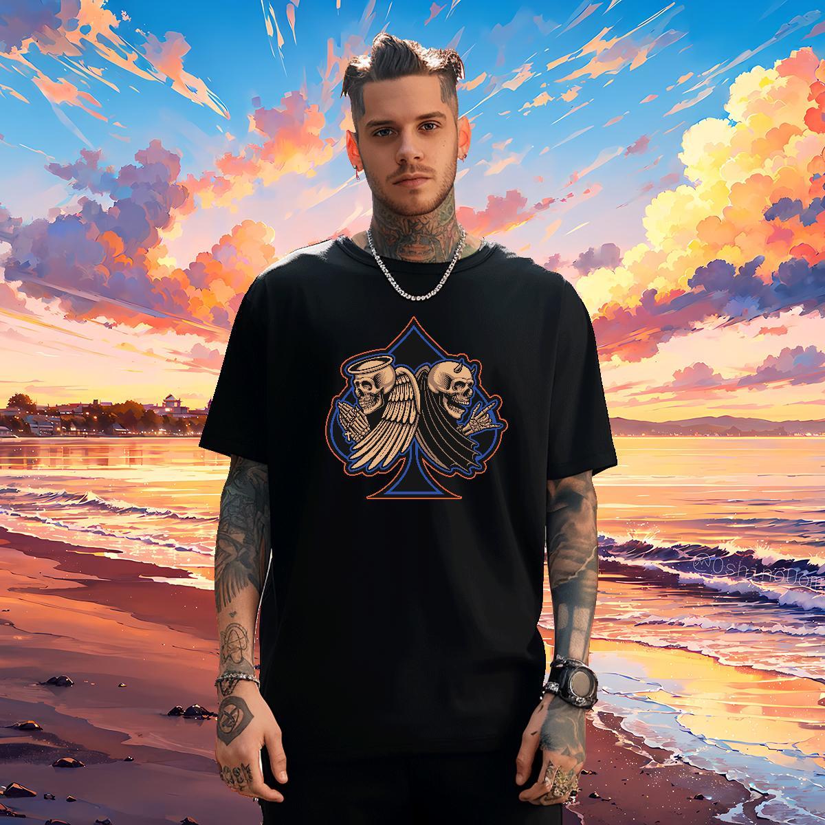 Custom Mens T Shirts skull Wear 230g Pure Cotton Sports Casual Designer Cartoon Printing L-4XL Short Sleeve Soft Couples T Shirts