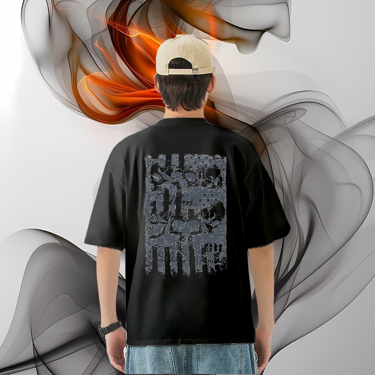 Designer Fashion T Shirt For Man skull Polos 230g 100% Cotton Casual Beach Loose Fit DIY Printed Crew Neck Breathable Men Tees