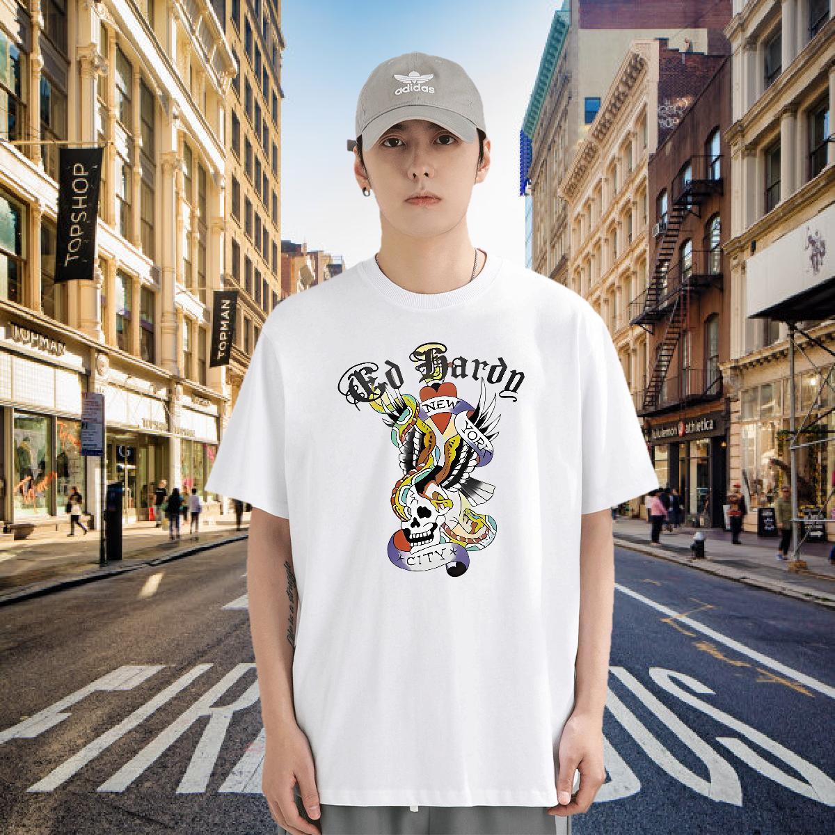 Customized T Shirt For Man skull Tops Tees 230g 100% Cotton Hip Hop Street High Quality Oversized 3XL 4XL Crew Neck Breathable Couples T Shirts
