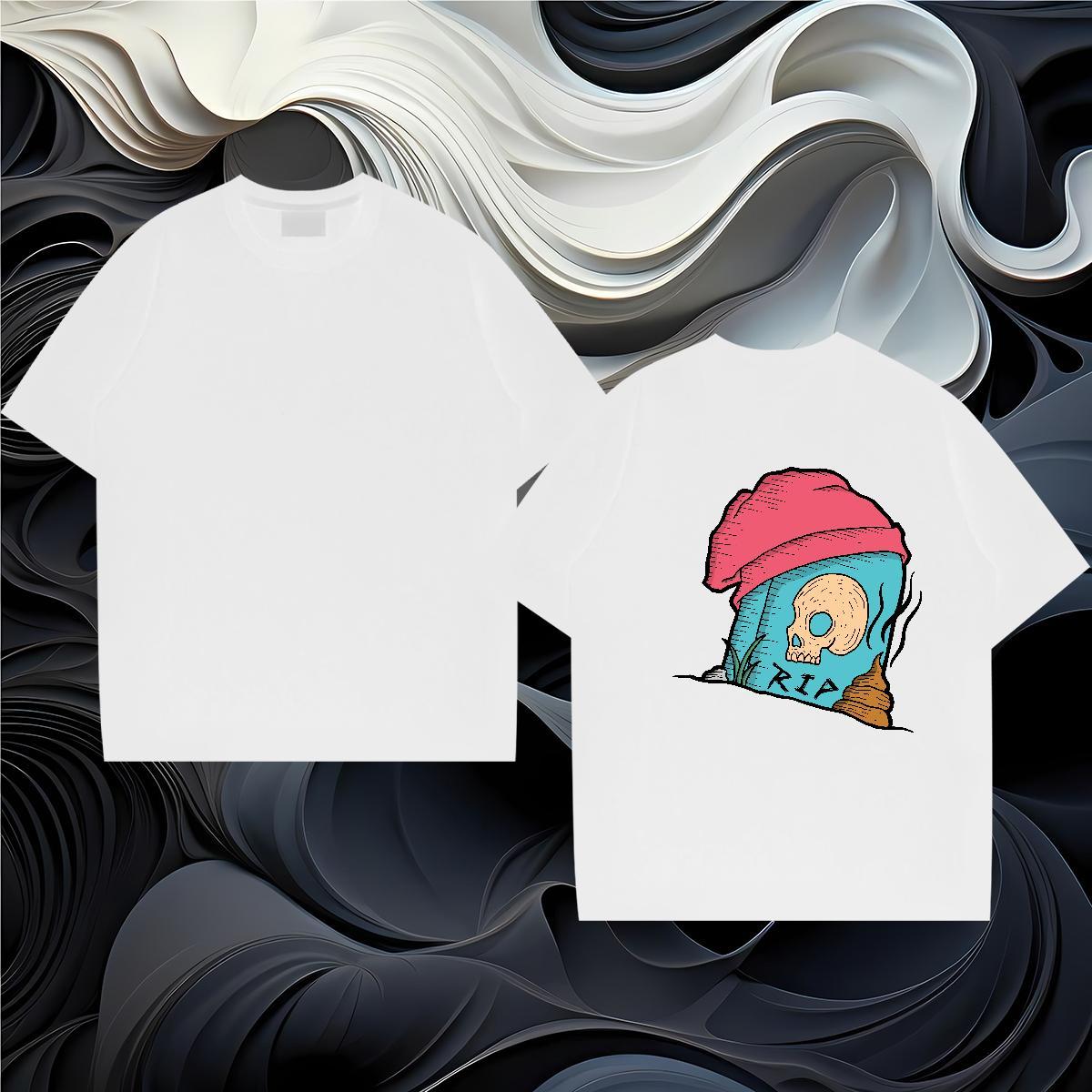 Fashion Designer T shirt skull Polos 100% Cotton 230g Casual Beach Free Shipping Graphic Short Sleeve Soft Men Tees