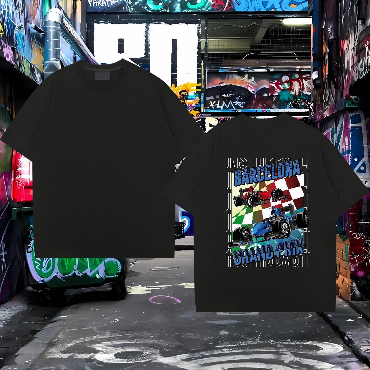 2024 DIY T-Shirts for Men car Tee Shirt 100% Cotton 230g Spring Summer Wholesale Custom Print Oversized O Neck Short Sleeves Men Tshirts