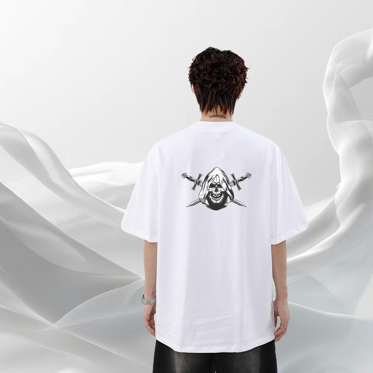 Designer T-Shirts for Men skull Tops 230g Cotton Casual Daily Wear Popular DIY Anime Breathable Men Tees