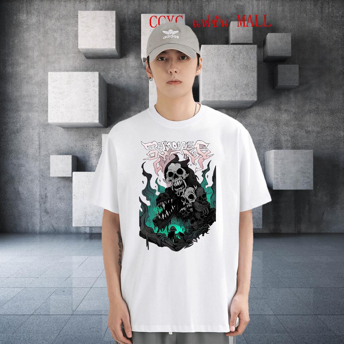 2024 T shirt skull Tops Shirt 100% Cotton 230g Outdoor Designer Custom Print Plus Size Breathable Tshirts