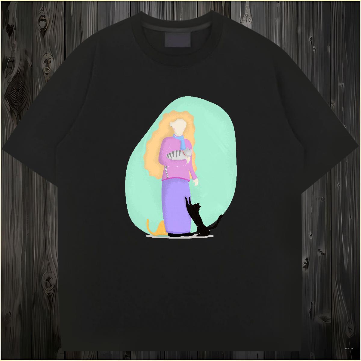 Fashion T shirt portrait Tops 100% Cotton 230g Hip Hop Free Shipping Black Oversized Breathable Men Tops Tees