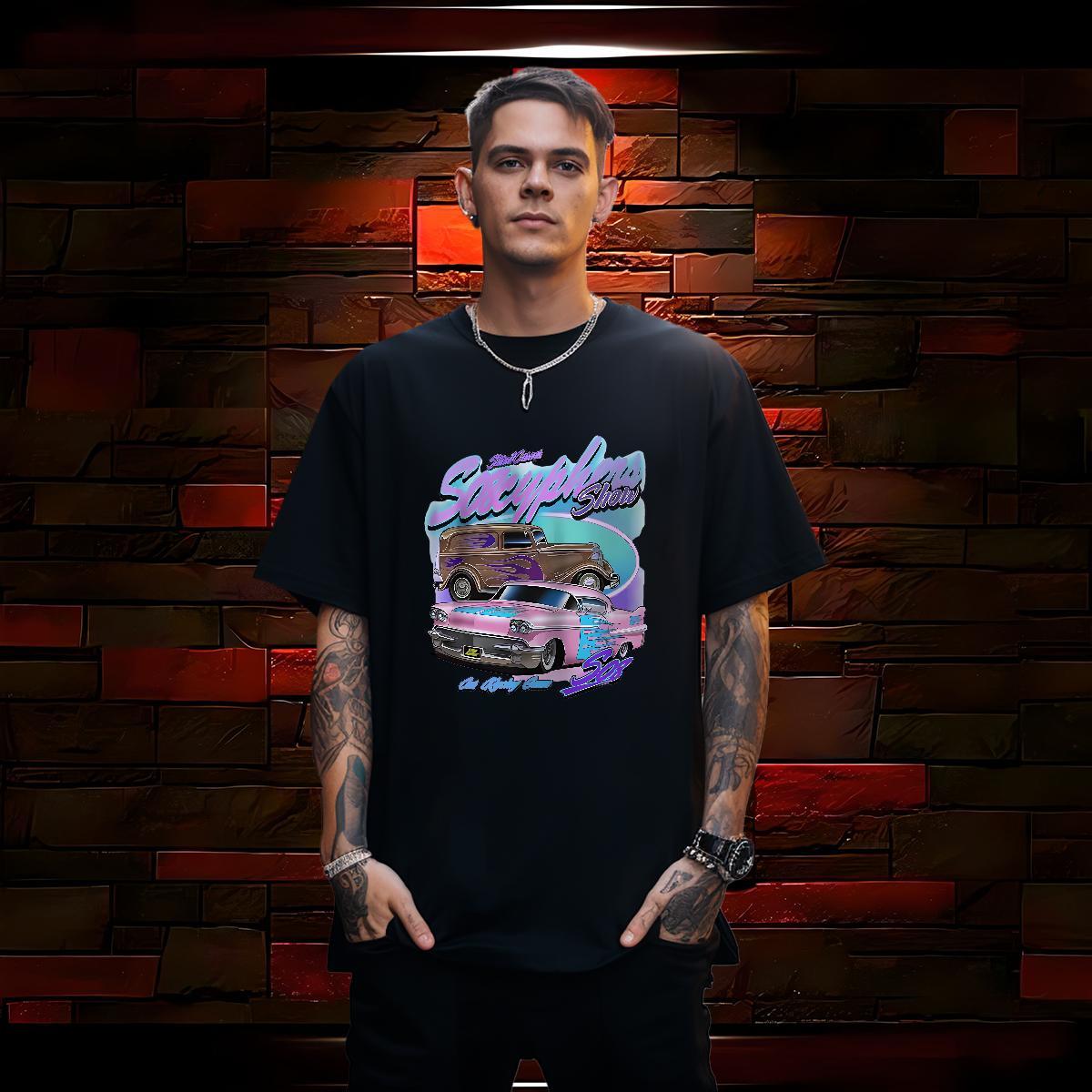 Fashion New T-Shirts car Top Tees 230g Pure Cotton Hip Hop Street Cool Design Customized Breathable Crew Neck Mens Tshirts