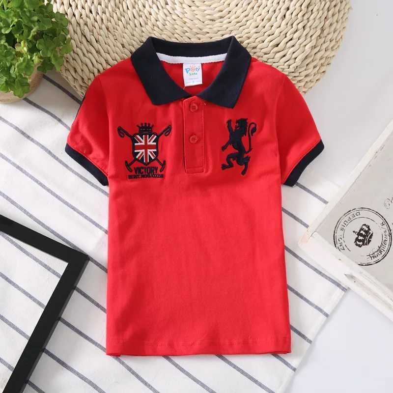 Summer cotton polo childrens top baby boy sports polo shirt collar breathable fabric T-shirt fashionable clothing for children aged 2-14 W241223
