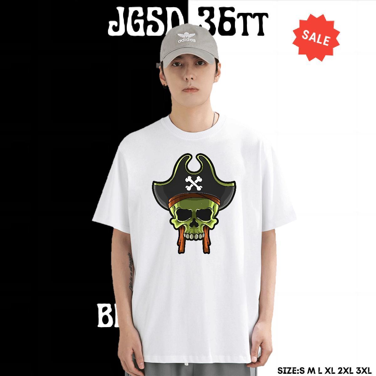 New T Shirt For Man skull Tees 230g Pure Cotton Street wear Hip Hop Brand Plus Size Cartoon Breathable Short Sleeve Men Tshirts