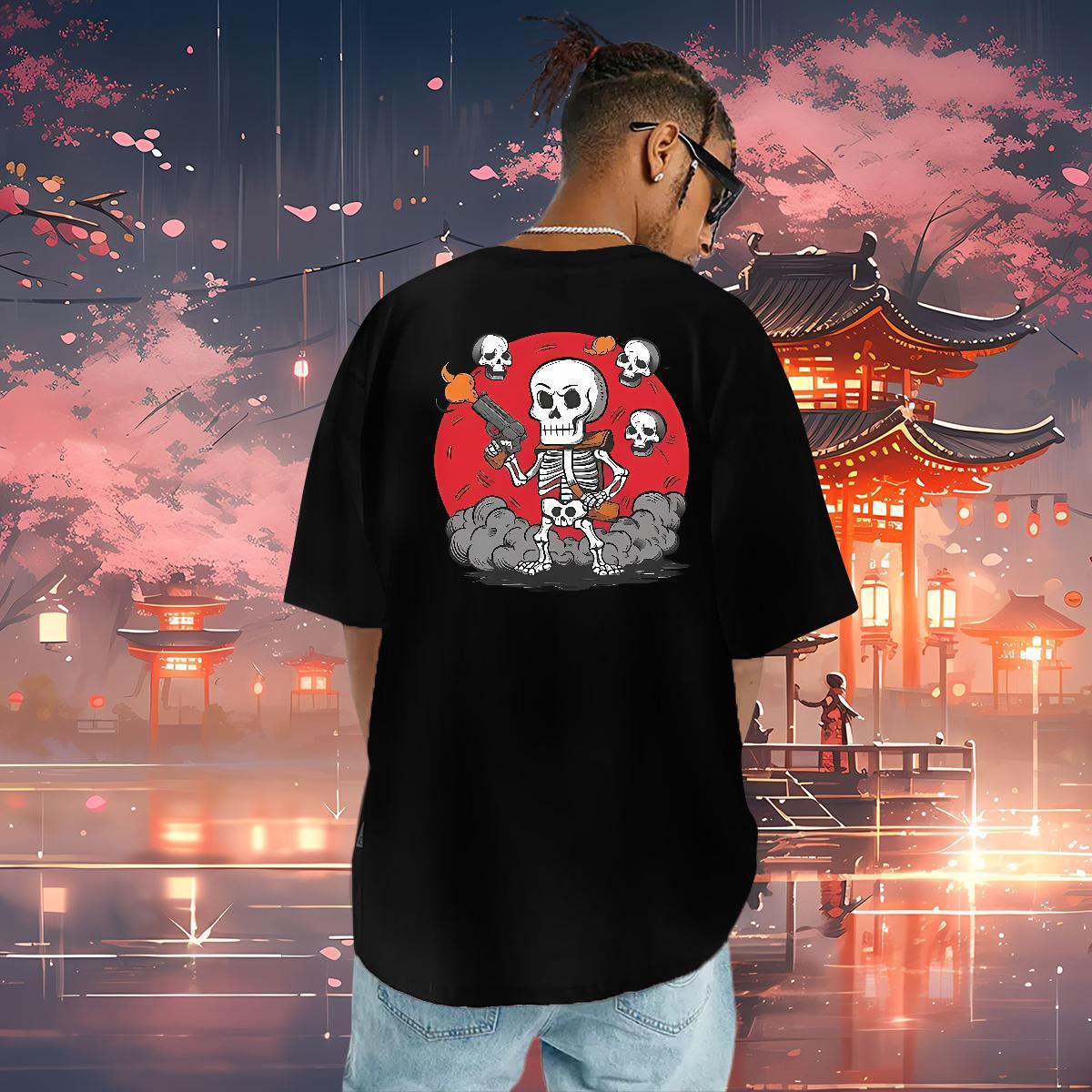 DIY Customized T-Shirts pistol Top Tees 230g Cotton Sport Designer Skull Breathable Crew Neck Couples T Shirts