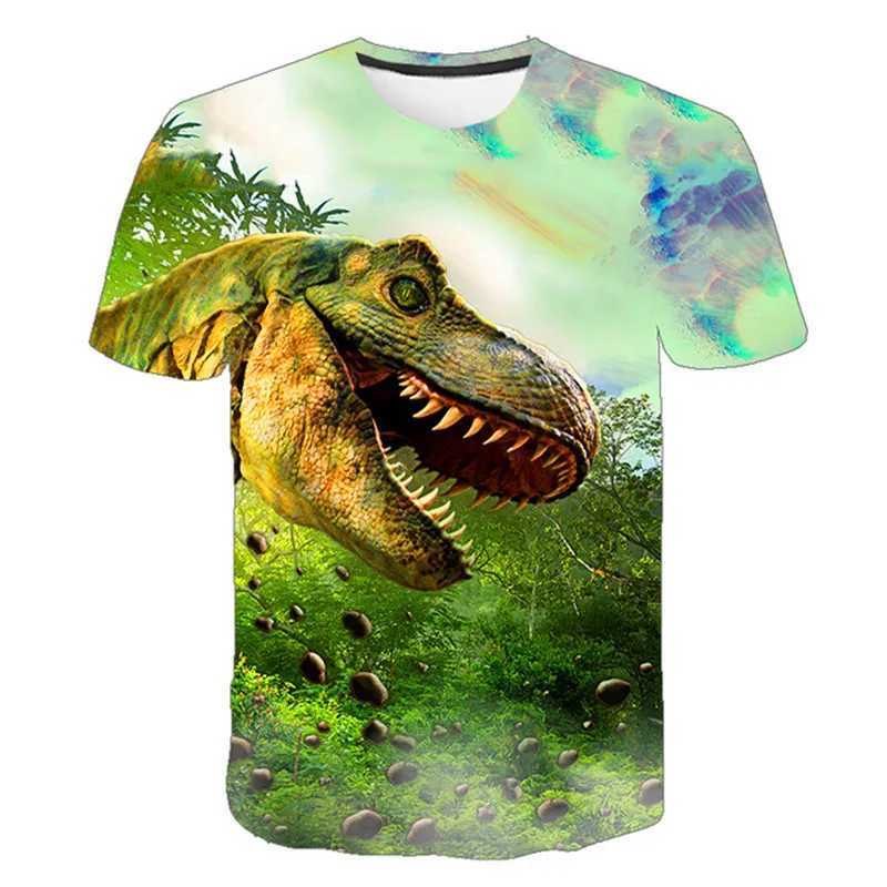 Childrens Dinosaur Jurassic Park Boys Summer Clothing Short Sleeve Breathable Cartoon Printed Top Direct ShippingW240718