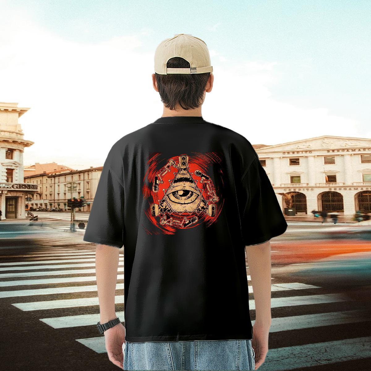 Casual New T-Shirts eye of the devil Wear 230g 100% Cotton Casual Beach Designer Black White Breathable Short Sleeve Mens Tshirts