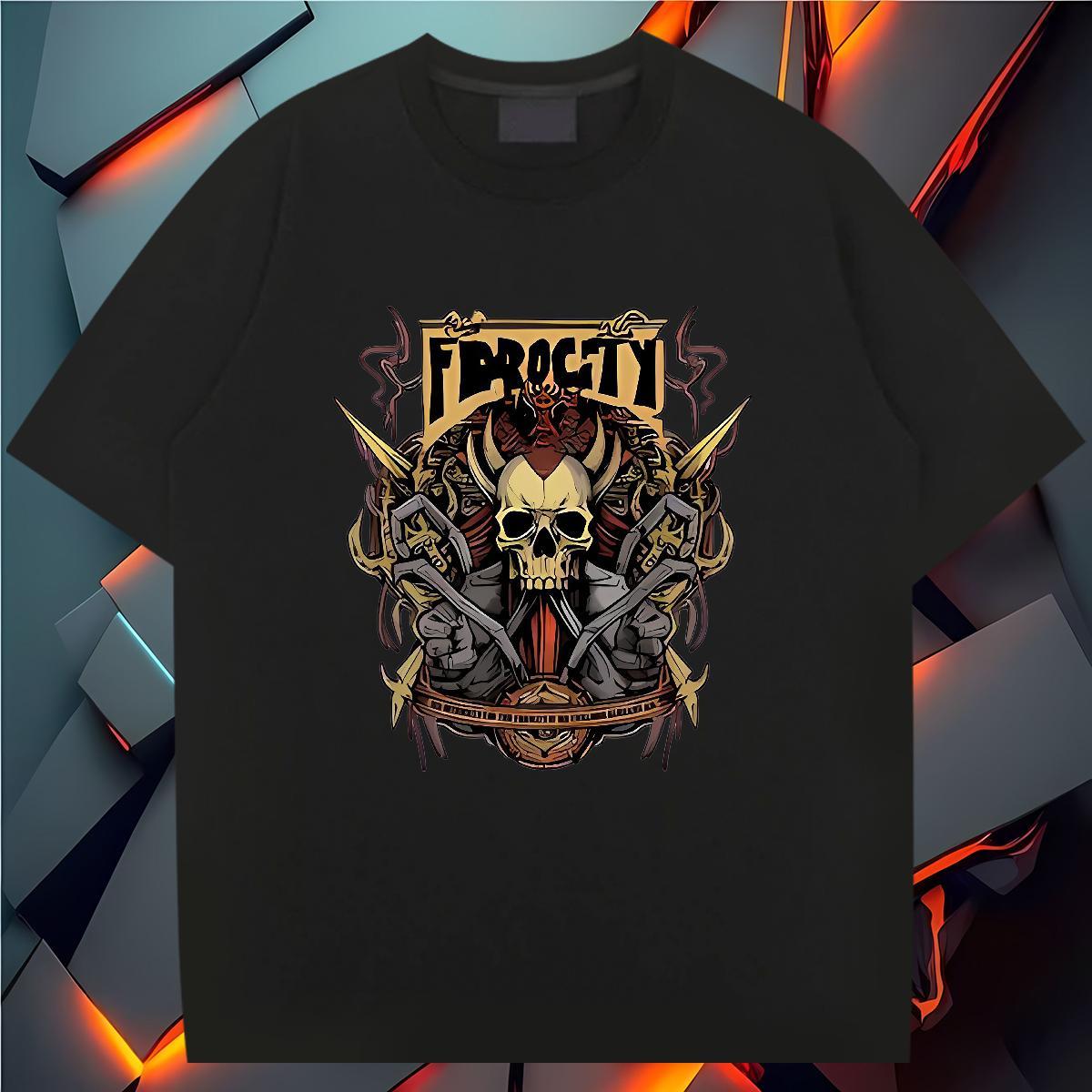 2024 Men T Shirts skull Tees 230g Cotton Sports Casual Unisex Plus Size Cartoon O Neck Short Sleeves Men Tees