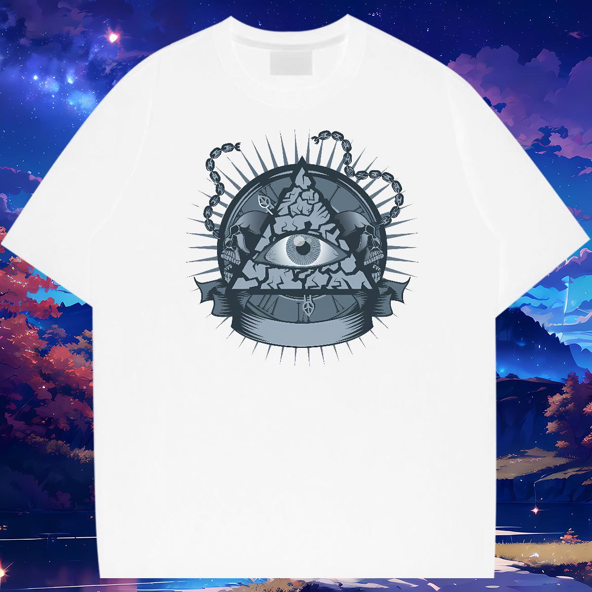 Free Shipping T-Shirts for Men eye of the devil Tops Tees 100% Cotton 230g High Street Hip Hop Classic Custom Printed Crew Neck Men Tops Tees