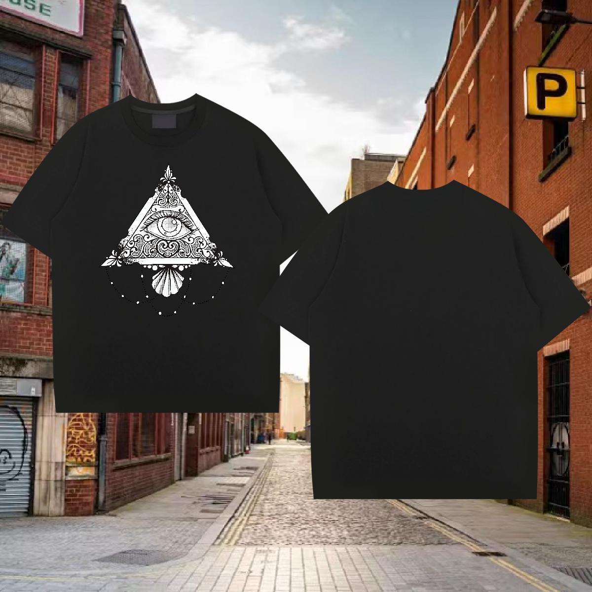 DIY Customized T Shirts Men eye of the devil Top Tees 230g Pure Cotton Casual Beach Cool Design DIY Printed Breathable Short Sleeve Couples T Shirts