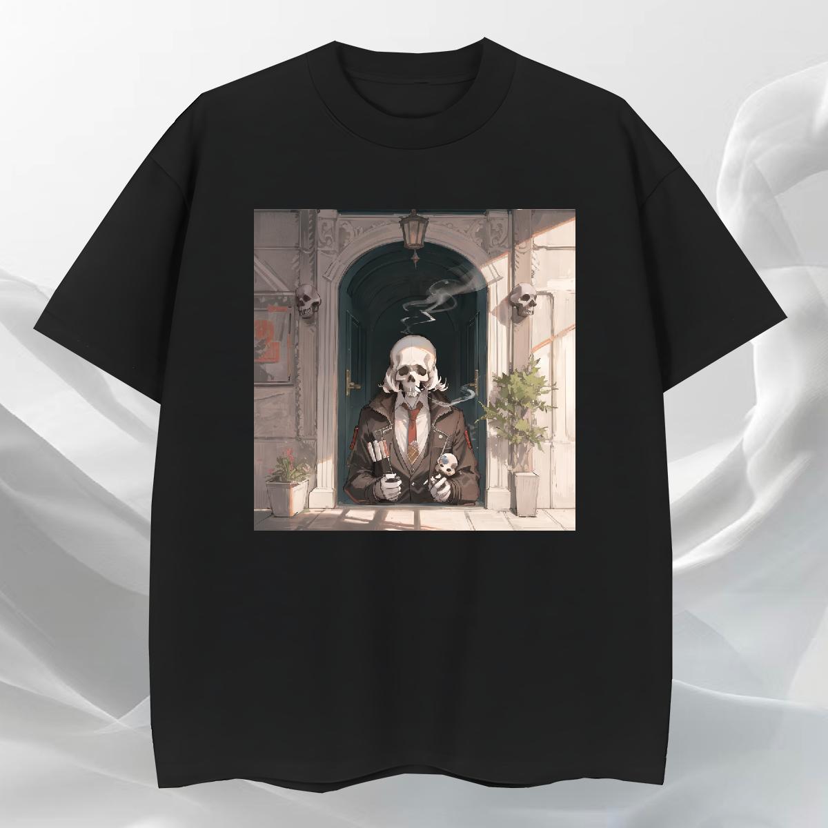 Designer Fashion T-Shirts skull Top Tees 230g 100% Cotton Outdoor Soft Black Oversized O Neck Short Sleeves Couples T Shirts