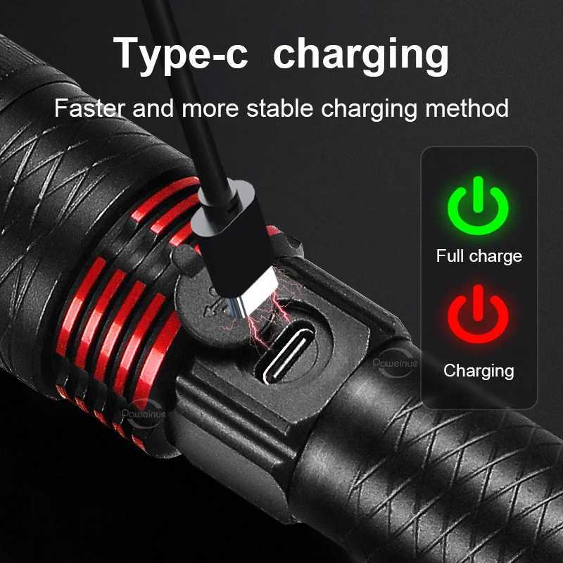 NEW 9000LM Rechargeable LED Flashlights White Laser Lamp Beads 2000m Super Bright Flashlight Powerful Lantern Camping Torch Y240731
