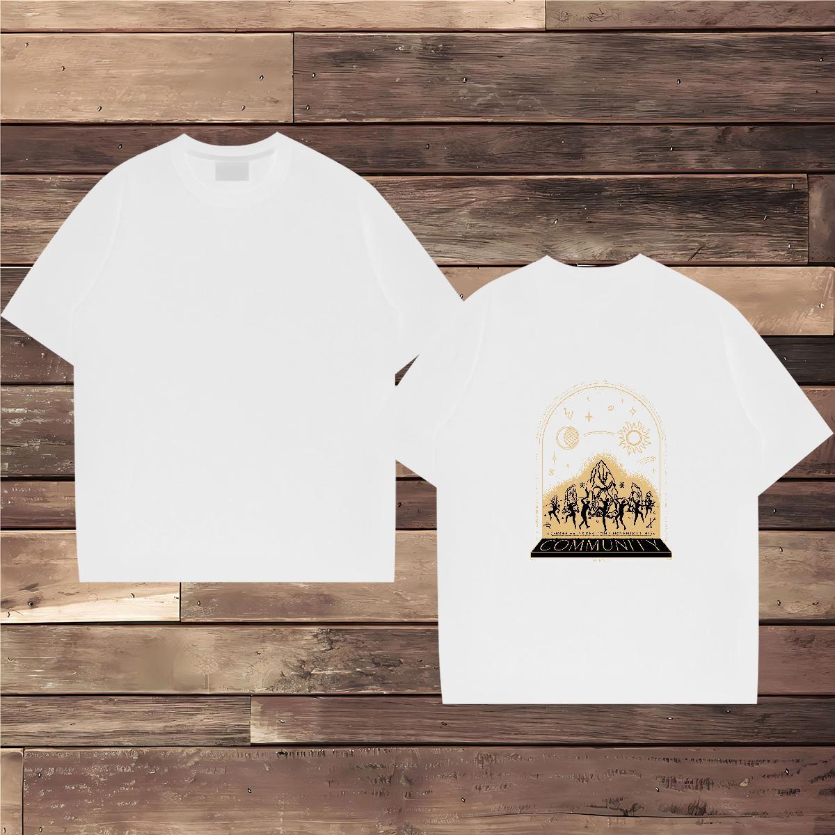 2024 DIY Mens T Shirts mountains Tshirts 100% Cotton 230g Anime Printing Street High Quality White Plus Size Breathable Short Sleeve Men Tshirts