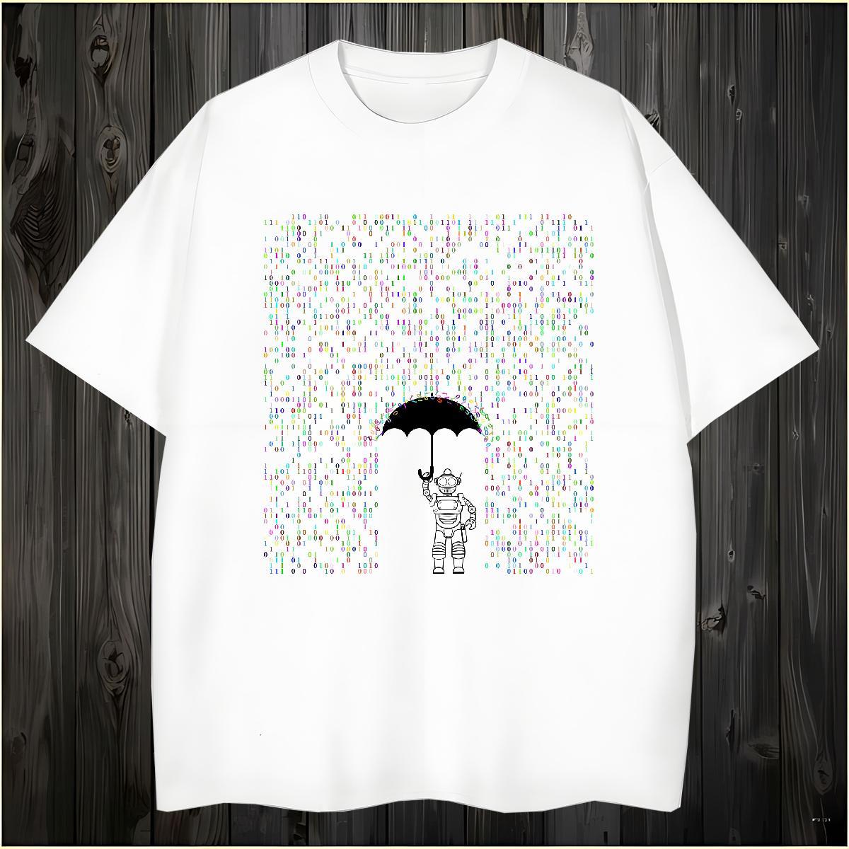 2024 New T-Shirts for Men robot Tops Tees 230g 100% Cotton Hip Hop Street Popular DIY Anime Short Sleeve Soft Couples T Shirts