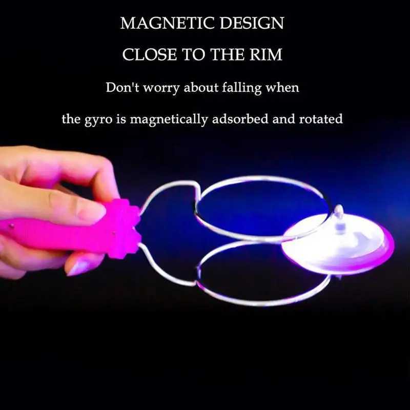 Magnetic Spinning Top Colorful Luminous Gyroscope LED Lights Show Fun Sports Toys Rotating Handle Childrens Classic Toy Gifts Y240803