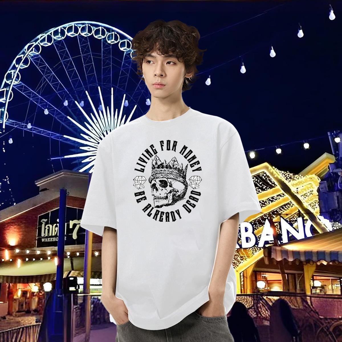 New Arrival Men T Shirts skull Wear 230g Pure Cotton Street TOP Quality Custom Anime Breathable Crew Neck Tshirt for Man Woman