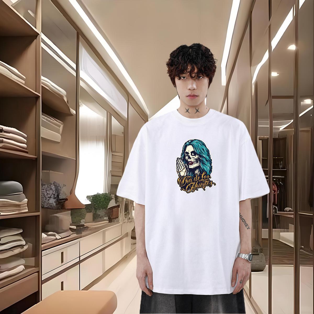 2024 T Shirt For Man skull Tees Shirts 100% Cotton 230g Street Wear Comfortable Skull Pure Cotton Couples T Shirts