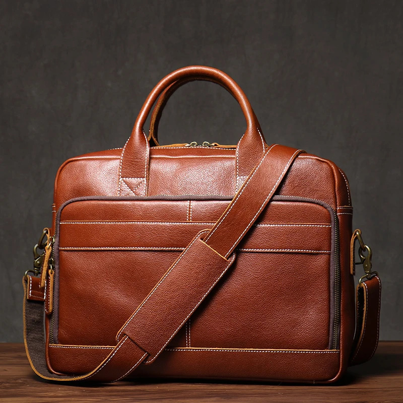 ROOG Mens High Quality Handbag Vintage Genuine Leather Executive Briefcase Traveg Business Computer Bags For 16 Inch Laptop dh2931047
