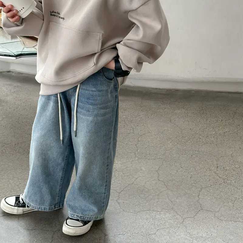 Jeans Boys Jean Pants Long Trousers Cotton 2024 Straight Spring Autumn Babys Kids Pants High Quality Childrens Clothing