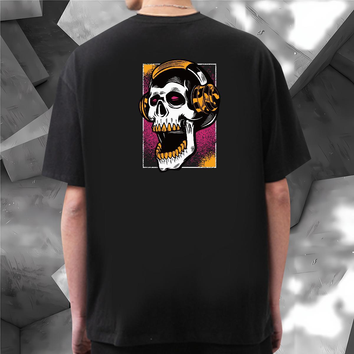 Factory Direct T Shirt For Man skull Tops Tees 100% Cotton 230g Spring Summer Popular Cartoon Print O-Neck Short Sleeve Couples T Shirts