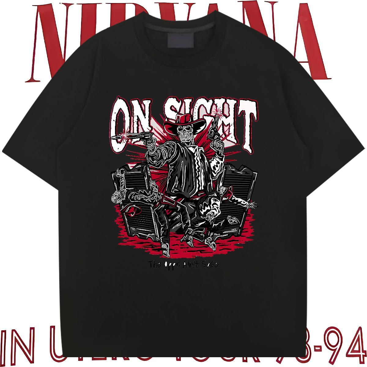 Fashion T-Shirts skull Tshirts 230g Cotton Sports Casual Soft DIY Breathable Crew Neck Men Tops Tees