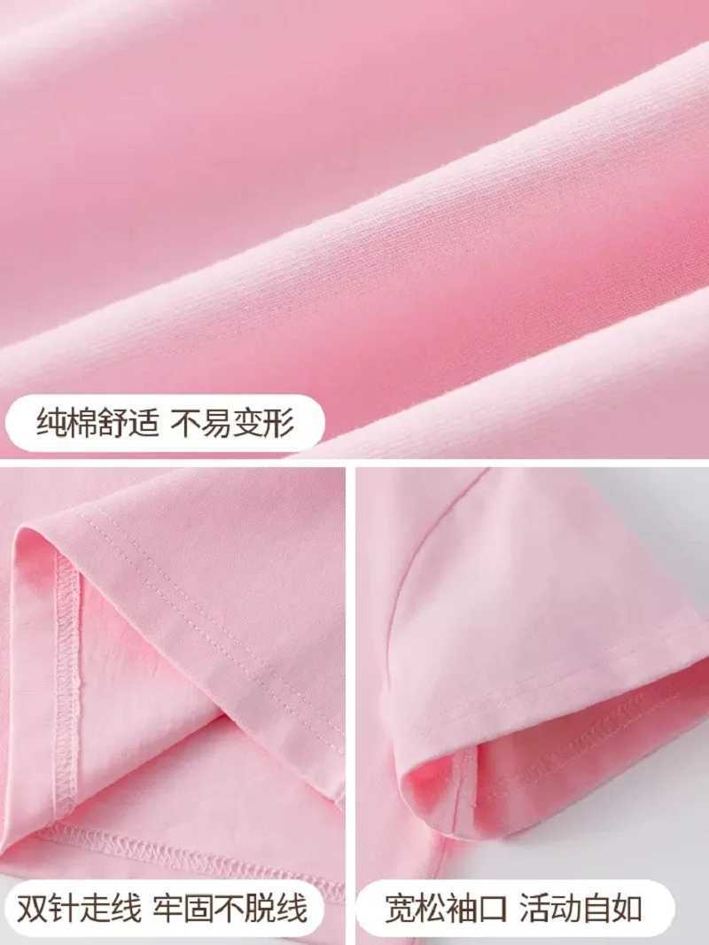 Cute strawberry milk milkshake cartoon T-shirt for girls childrens short sleeved graphic pink top T-shirtW240718