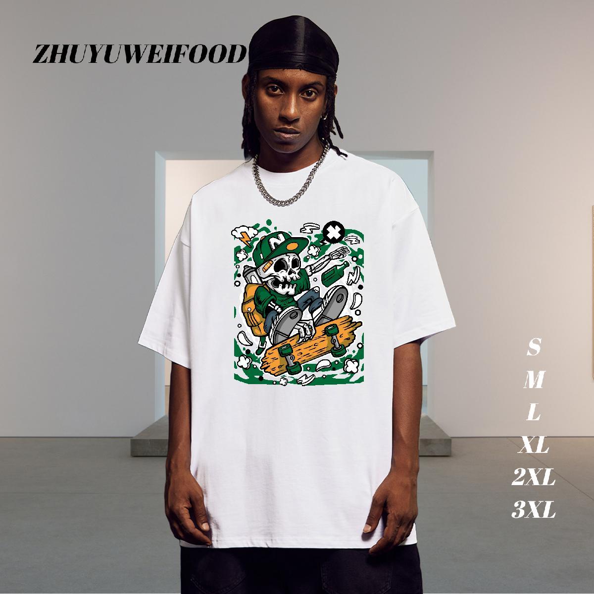 Designer Fashion T-Shirts for Men skull Clothings 100% Cotton 230g Street Wear Loose Fit Plus Size Custom O Neck Short Sleeves Couples T Shirts