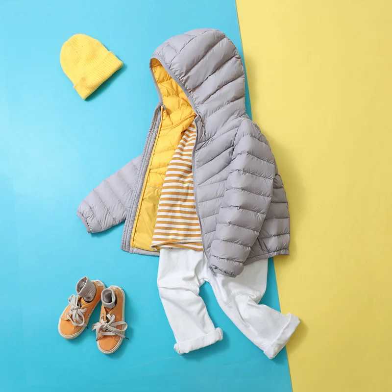 0-10 Childrens Ultra Light Duck Down Jacket 2024 New Autumn Winter Hoodie Boys and Girls Childrens Warm Puff Jacket X2411151