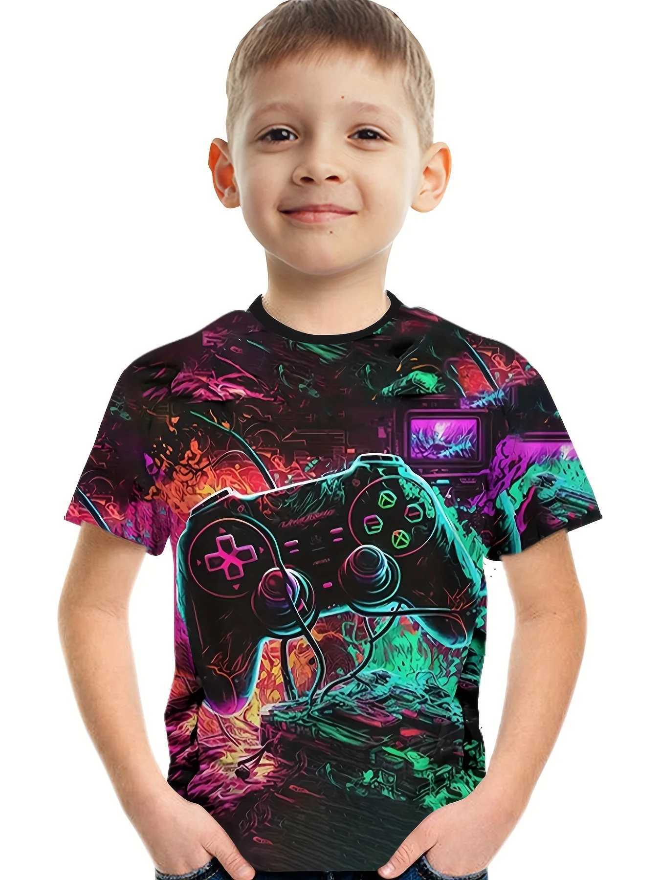 Childrens game graffiti 3D printing boys T-shirt casual breathable short sleeved summer T-shirt boys and girls top Tees Chico CamisetaW240718